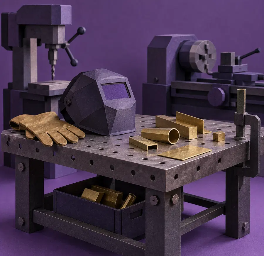 Illustration of fabrication businesses equipment and workspace