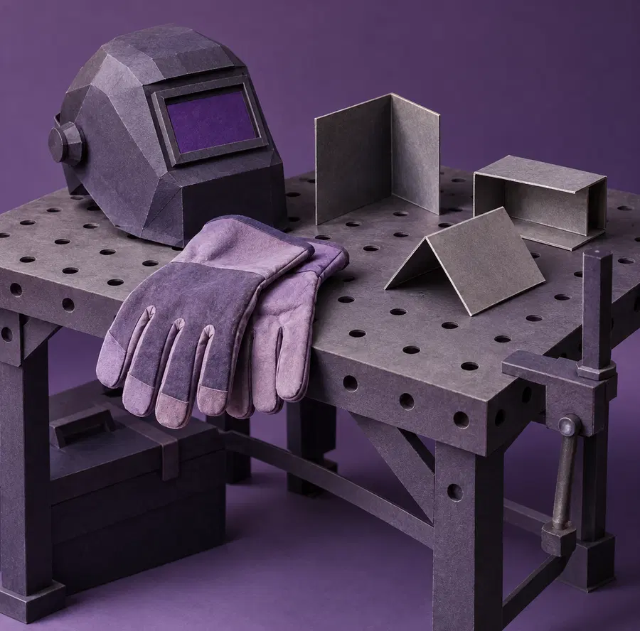 Illustration of fabrication businesses equipment and workspace